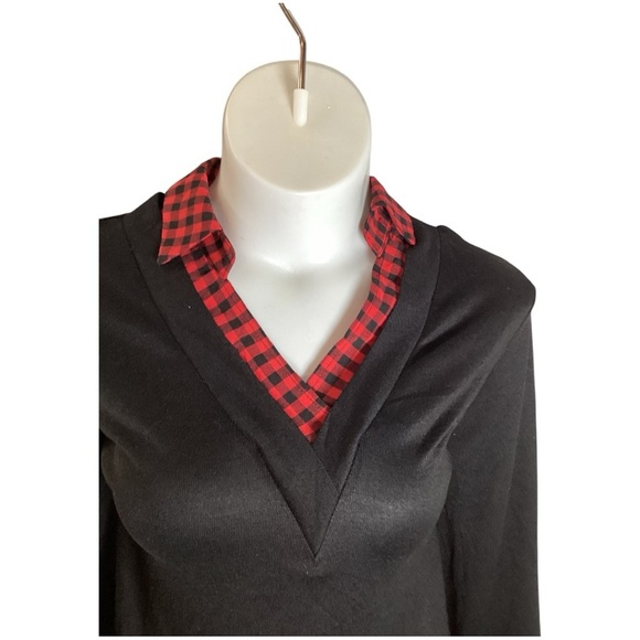 BloomChic Red and Black Checkered Blouse, Plus Size 22//24 (3X) - Picture 4 of 10